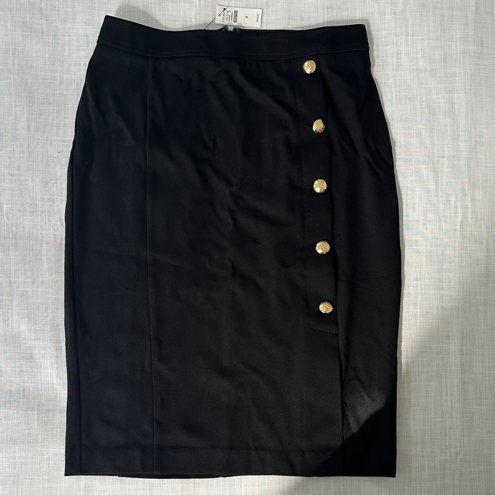 Talbots Black Pencil Skirt with Gold Accents